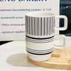 Ceramic Hepburn Retro Style Black and White Water Cup Household Stackable Cup Stackable Mug Set Souvenir