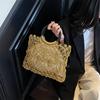 French Light Luxury Woven Bag Fashion Hollow Handbag Niche Design Round Hand-held Square Bags Versatile Gold Silver Holiday Bags