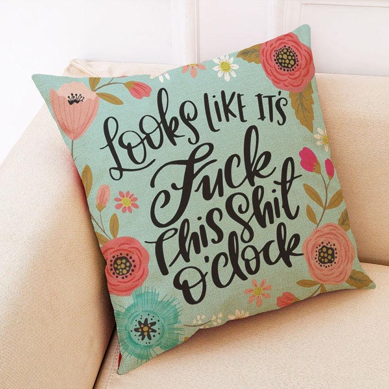 Elegant Letter Print Cotton Linen Pillow Cover For Home Car And Office Decor