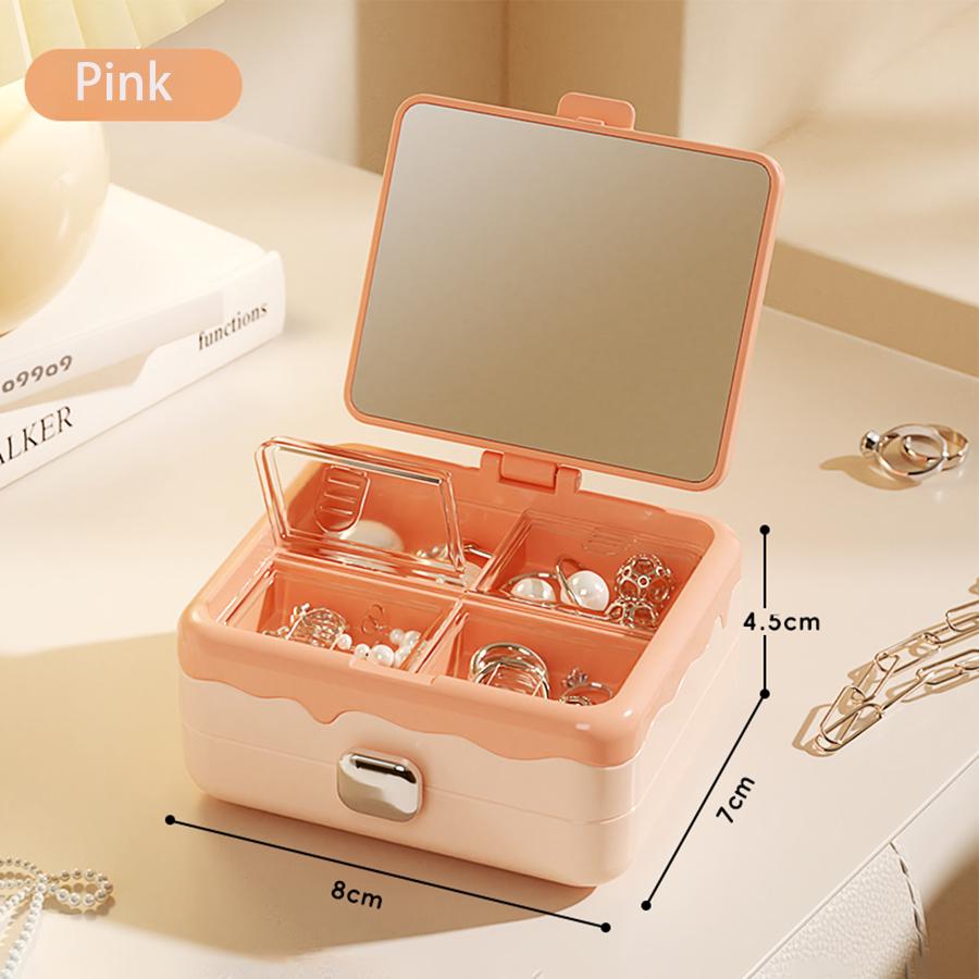 

Portable Travel Jewelry Box with Mirror – Mini Jewelry Organizer for Earrings, Rings & Necklaces, Perfect Gift for Girls & Women розовый