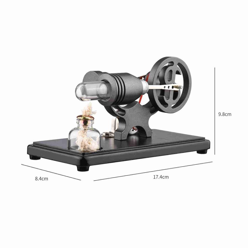 Hot Air Stirling Engine Electricity Generator Motor Model with LED Light Dollar Flywheel Design Science Experiment with