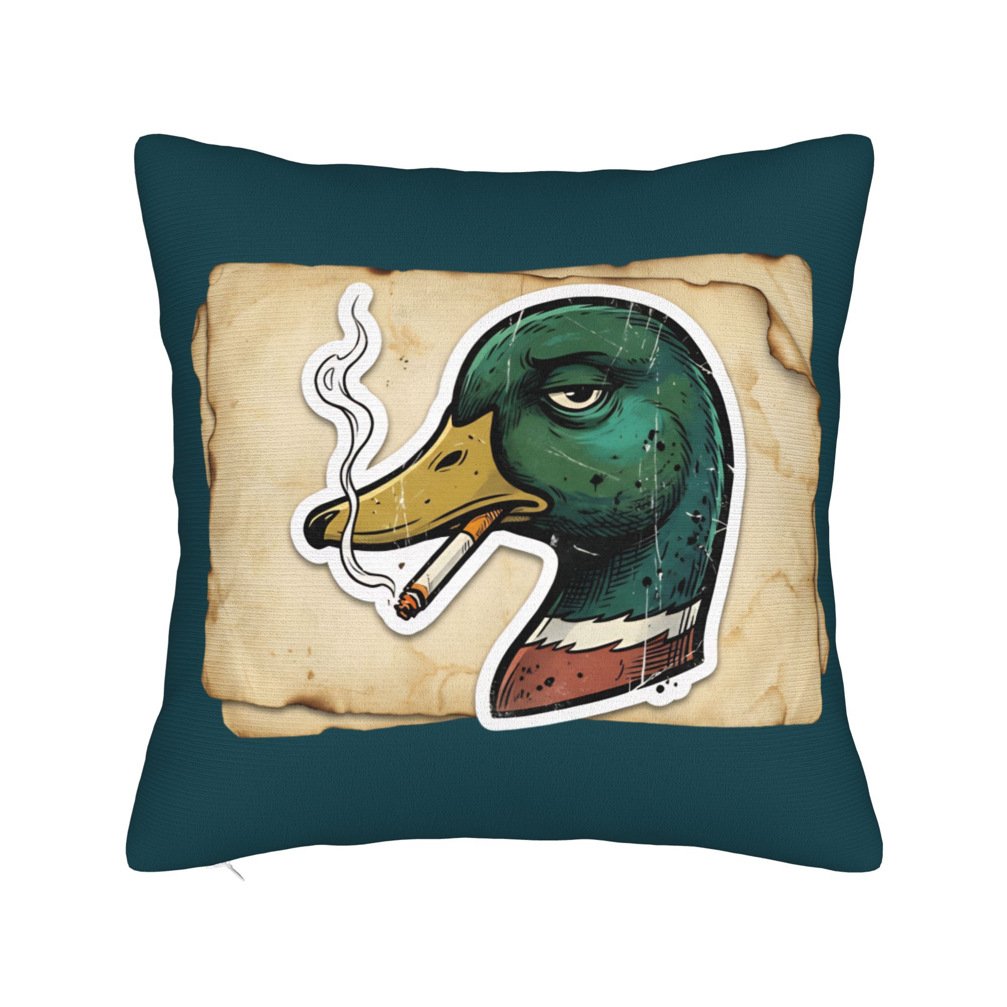 Mallard Smoking Cigarette Meme Funny Mallard Duck Hunting Pillow Case Pillow Cover Cute Cushion Cover For Sofa Car Home Decor 30x30cm 12x12in