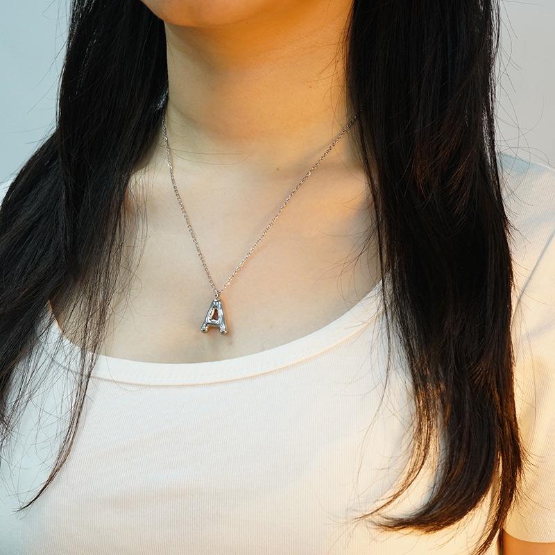 Fashionable Plump Stainless Steel Alphabet Necklace For Women