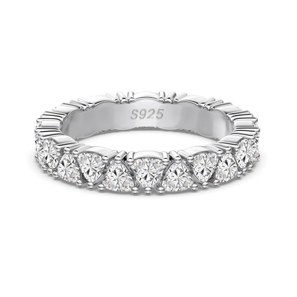 S925 Sterling Silver Women's Exquisite Pave Set Stackable Ring - Simple Oval/Square Design, Closed Style