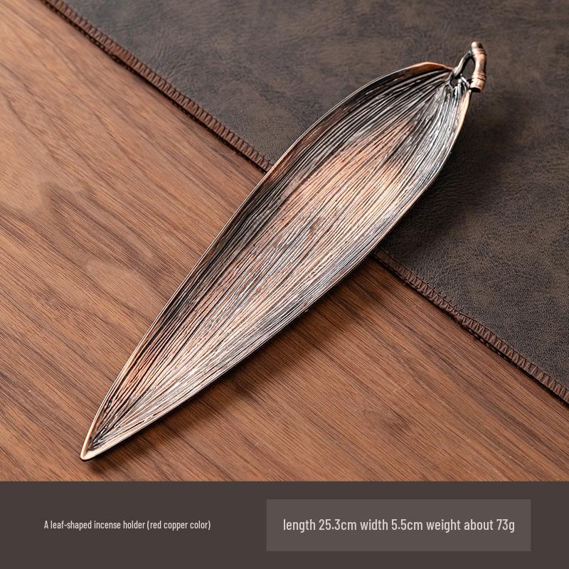 Antique Alloy Banana & Bodhi Leaf Incense Holder for Home - Creative Sandalwood Agarwood Stick Burner