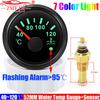 40~120℃ 52MM Water Temperature Gauge With Flashing Alarm Temp Sensor 10.2MM 7 Color Light for Marine Boat Yacht Car Auto 12V24V