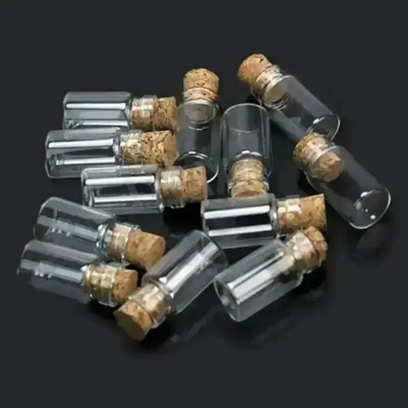 10 Pcs Mini Empty Glass Cork Bottles Pendant Charm Vials Wish Craft Glass Jars Tea Coffee Sugar Storage
