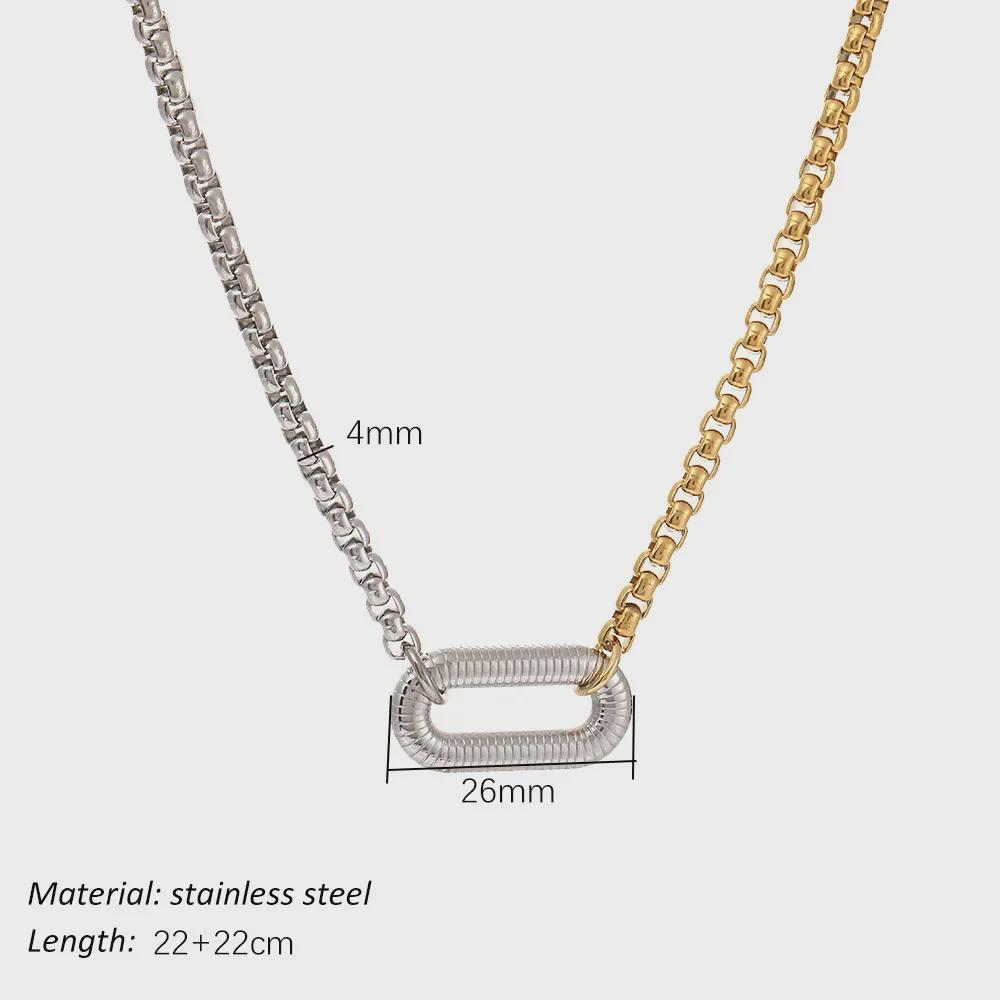 Two-Tone 18K Gold Stainless Steel Necklace with Pearl Chain