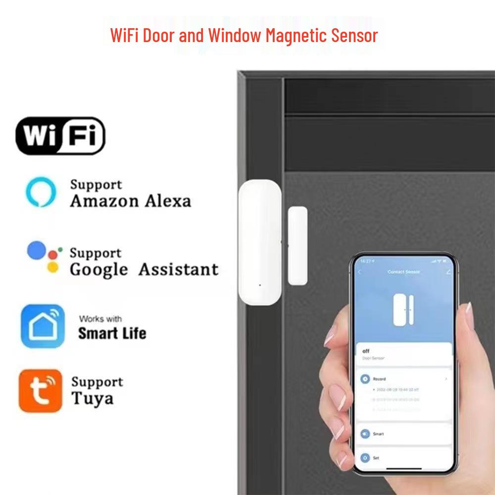Tuya Smarta WiFi Dörr- och Fönsterlarm med Röstfjärrkontroll