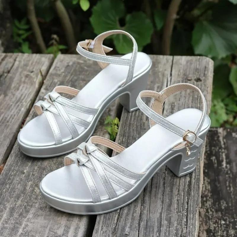 Fashion Fashion 2025 Ladies Shoes Open Toe Women's Sandals Summer Buckle Strap Office and Career Best Seller New Heeled Sandals Zapatos