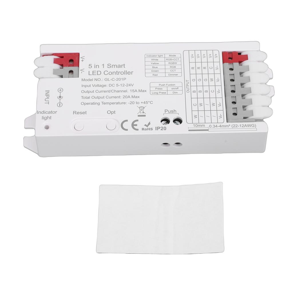 LED Light Controller Support for ZigBee3.0 Pro+ 5 In 1 Strip Light Controller RGBCCT RGBW RGB CCT Dimmer Mode 20A