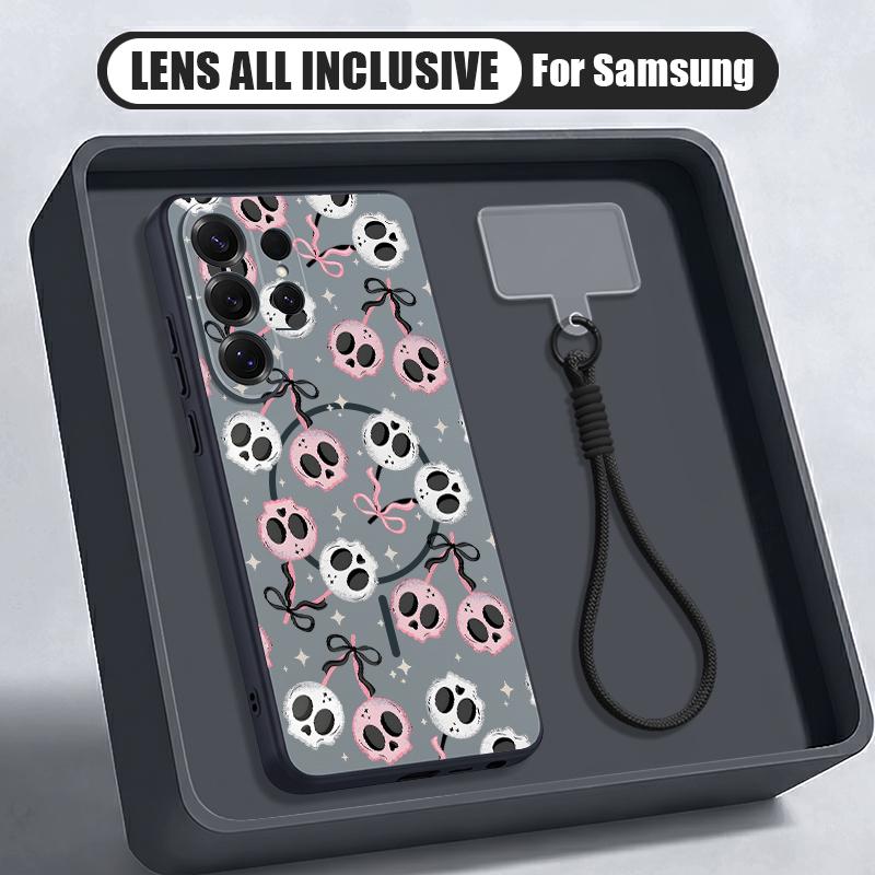 Skull Skeleton Pattern Case For Samsung S26 Ultra S25 FE S24 S24 Plus A57 A37 A17 A56 A36 A16 A55 A35 A15 A54 5G Hybrid Magnetic Matte Cover