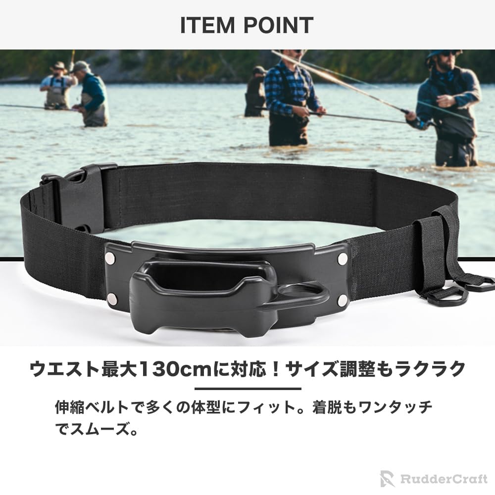 Lightweight, 2-Way Rod Holder, Belt-Style Rod Holder for Bass Fishing, Ideal for Run, Bank, and Waist Use, with Diagonal Mounting