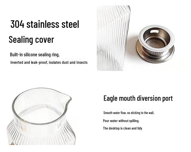 Großvolumige Kaltwasser-Teekanne aus hochborosilicate Glas für Zuhause & KTV