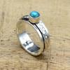 Turkusowy Pierścionek Spinner ze Srebra Próby 925, Pierścionek Spinner dla Kobiet Ręcznie Robiony Przeciwko Lękowi