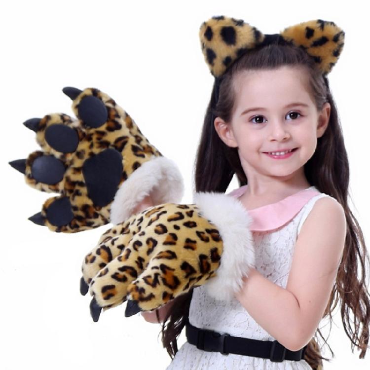 Leopard Costume Accessories Set Leopard Ear Headband,Tail Halloween Cosplay Prop
