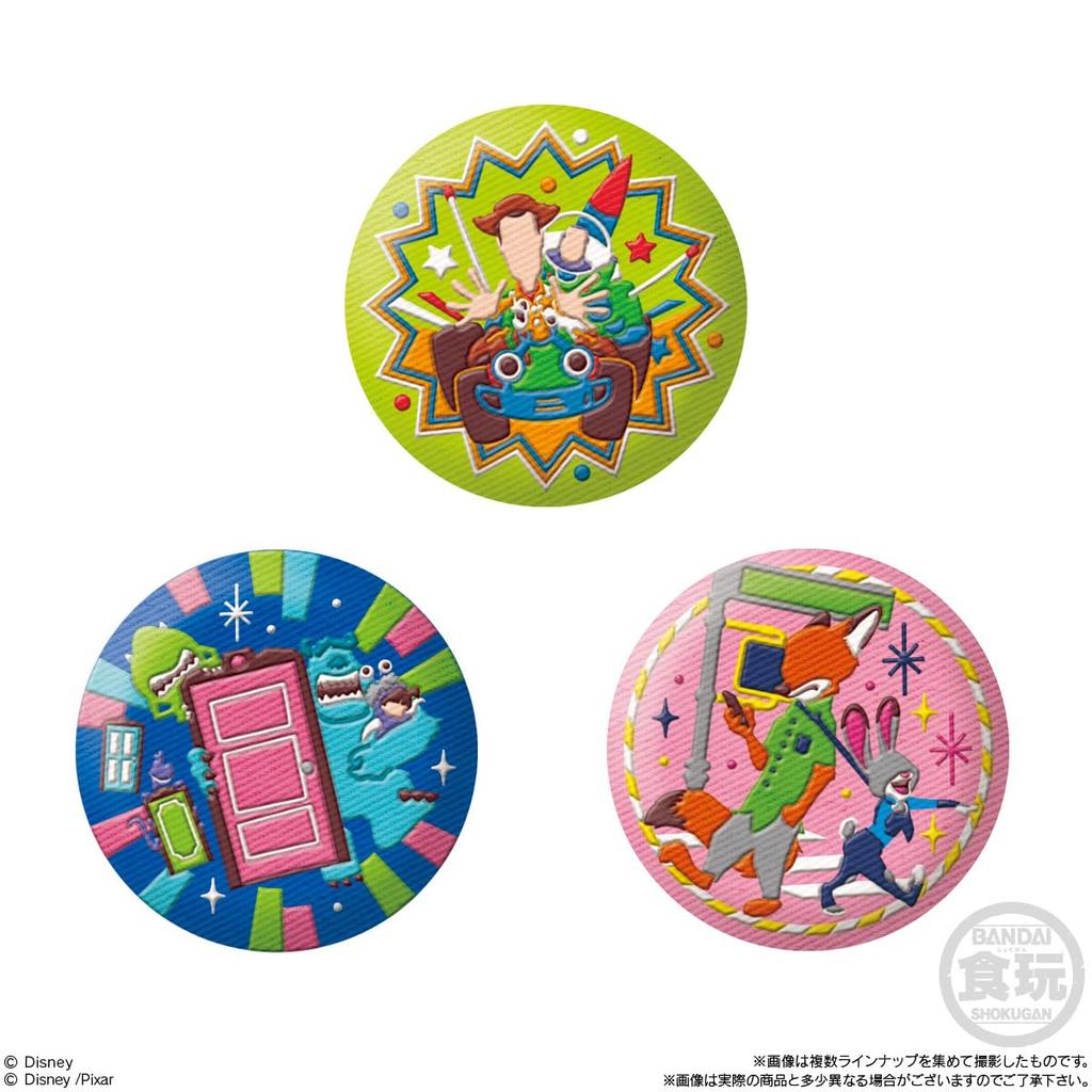 BANDAI Disney Characters Embroidered Can Badge Biscuit 2 Candy Toy Set of [Box 12]