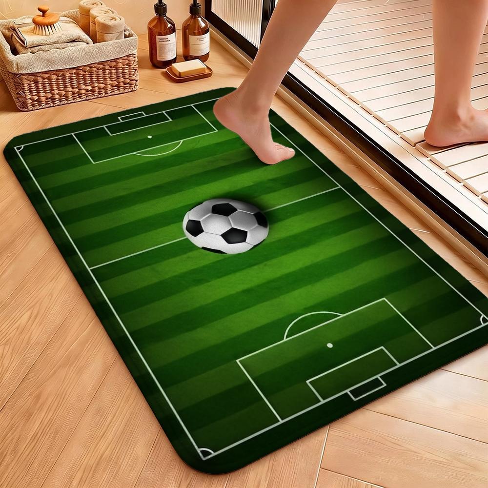 Soccer Ball Green Field Rectangular Rug Nonslip Durable Carpet For Gaming Room Study Living Room Home Party Decor Holiday Gift