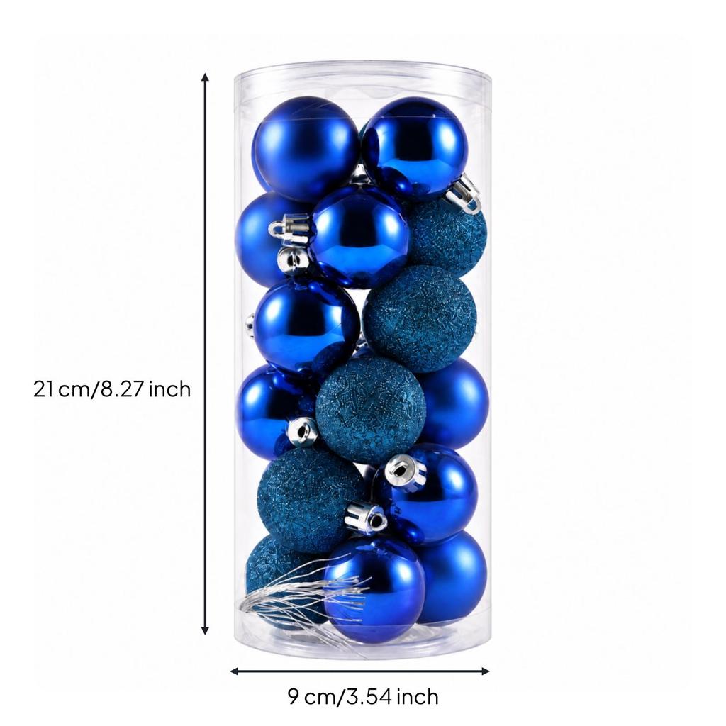 24 Pieces Christmas Bauble 3 Cm Diameter Hanging with Metal Cap Glossy Ornament for Holiday