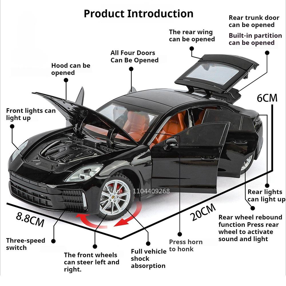 Scale 1:24 Panamera Cayenne S Toy Alloy Car Model Doors Opened Pull Back Simulation Supercar Models Decoration Toys for Kids