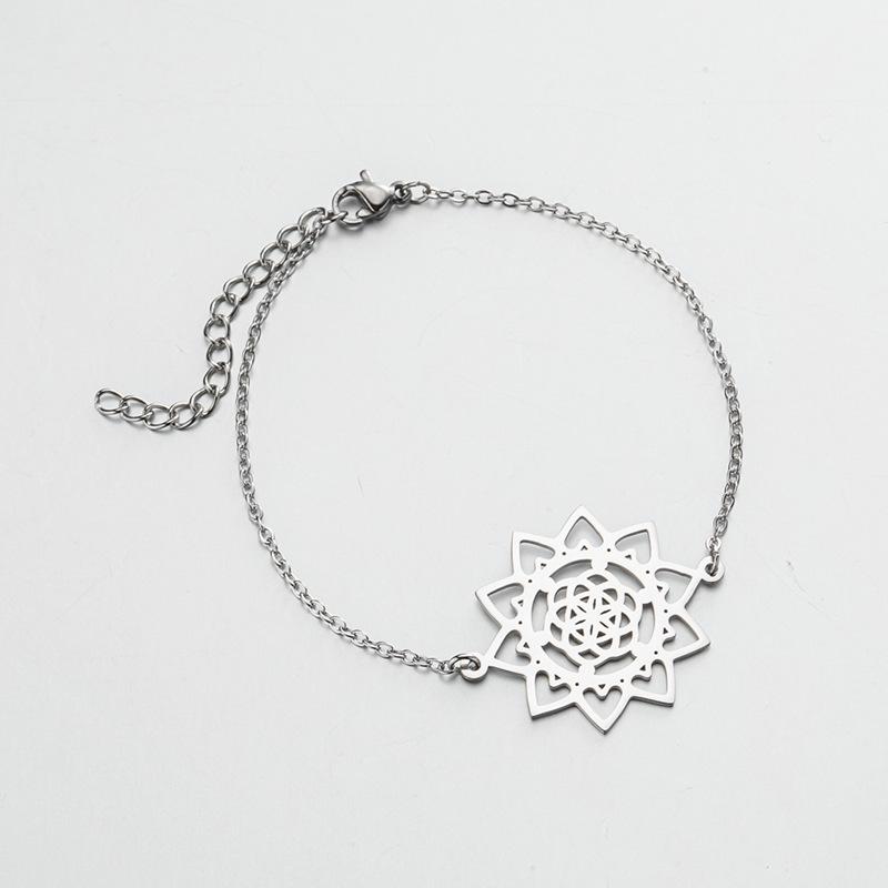 Pulsera Colgante Flor de Mandala de Lujo Ligero Europea y Americana - Diseño Fresco, Sencillo y Único