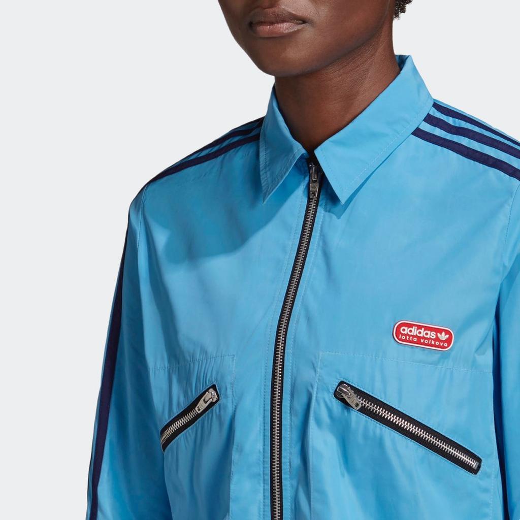 Adidas Originals X Lotta Volkova Collaboration Casual Breathable Striped Zip-Up Long Sleeve Jacket Men Jackets Blue GE5843