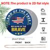 2D Flat, 1pc Round Aluminum "Land of The Free Because of The Brave" Patriotic Metal Sign, USA Map & American Flag Design, Waterproof & Durable, Easy