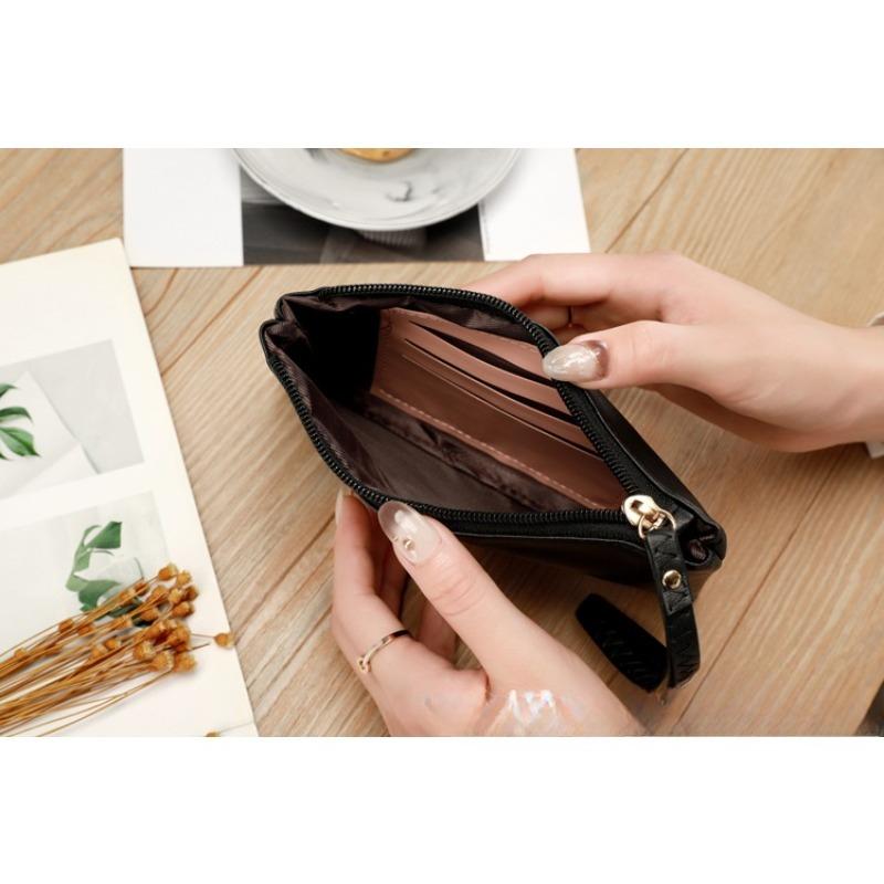 Women's Soft Clutch Bag Zipper Change Bag Multi-function Solid Color Mobile Phone Bag Clutch Bag