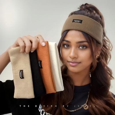 Autunno e inverno fascia da yoga in maglia ad alta elasticità, fascia per lavaggio viso, elastico per capelli, fascia calda da esterno