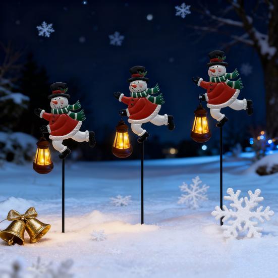 Weihnachts-Solar-Gartenleuchte für Außen Wasserdicht Schneemann/Weihnachtsmann Landschaftsweg Pfahlleuchte für Hof Rasen Gehweg Terrasse Dekoration