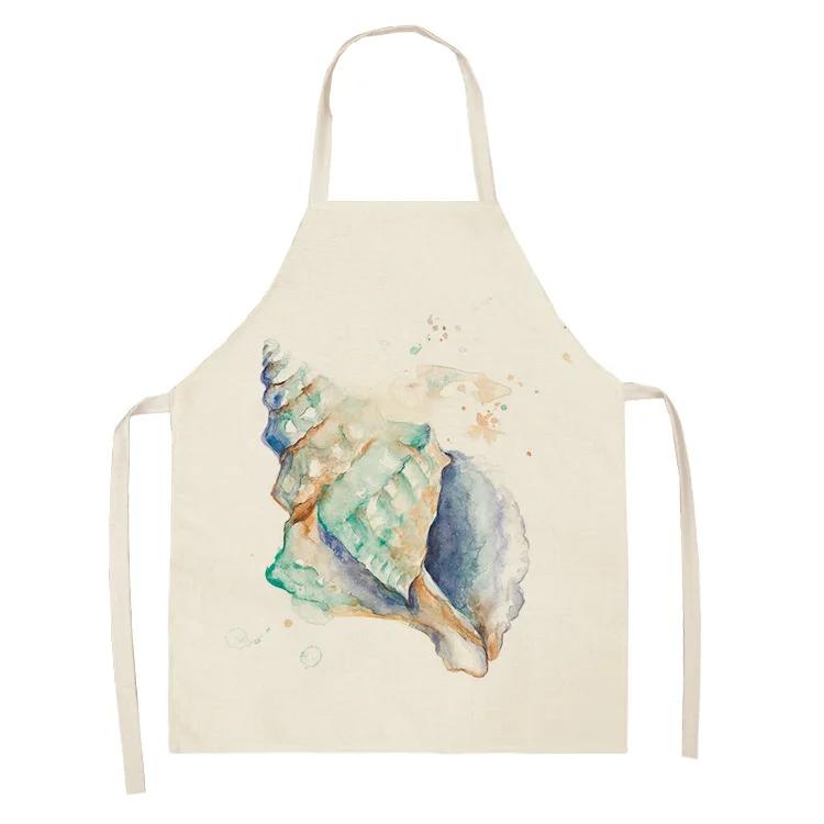 Ocean Animal Whale Jellyfish Pattern Cleaning Aprons Home Cooking Apron Cooking Linen Bibs Waist Baking Kitchen Aprons Delantal