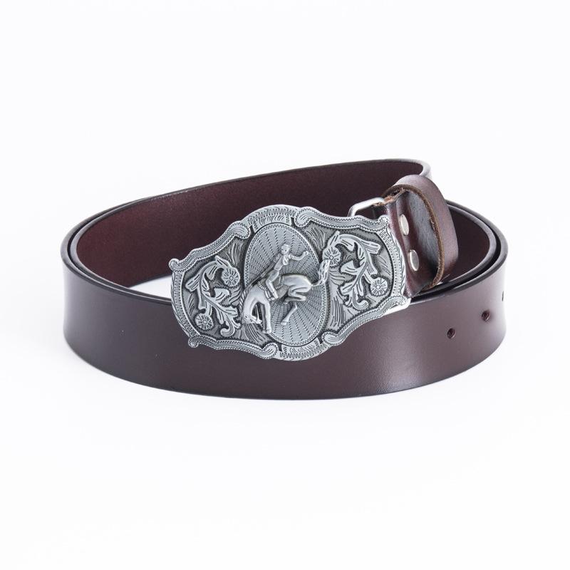 Antikes Kostüm Schauspieler Rindsleder Gürtel Gentleman Identitätsgürtel Gürtel Taillengürtel Zweilagiges Leder Schwarz Kaffee Gürtel