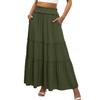 Gonna Lunga Maxi a Strati a Vita Alta da Donna con Elastico in Vita e Tasche Gonna Lunga Svasata per Uso Casual o Quotidiano