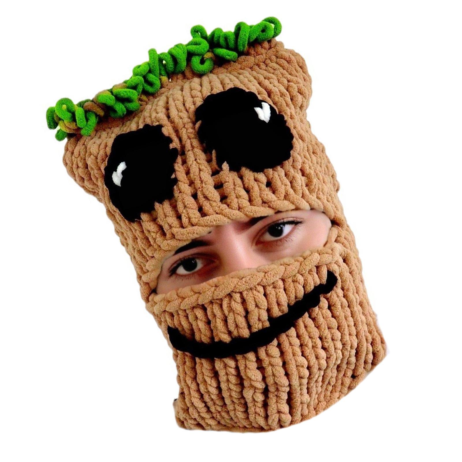 

Halloween Facecover Hat for Adult Unisex Theme Party Costume Treeman Hat Novelty Beanies Hat Winter Warm Facemask Caps 1