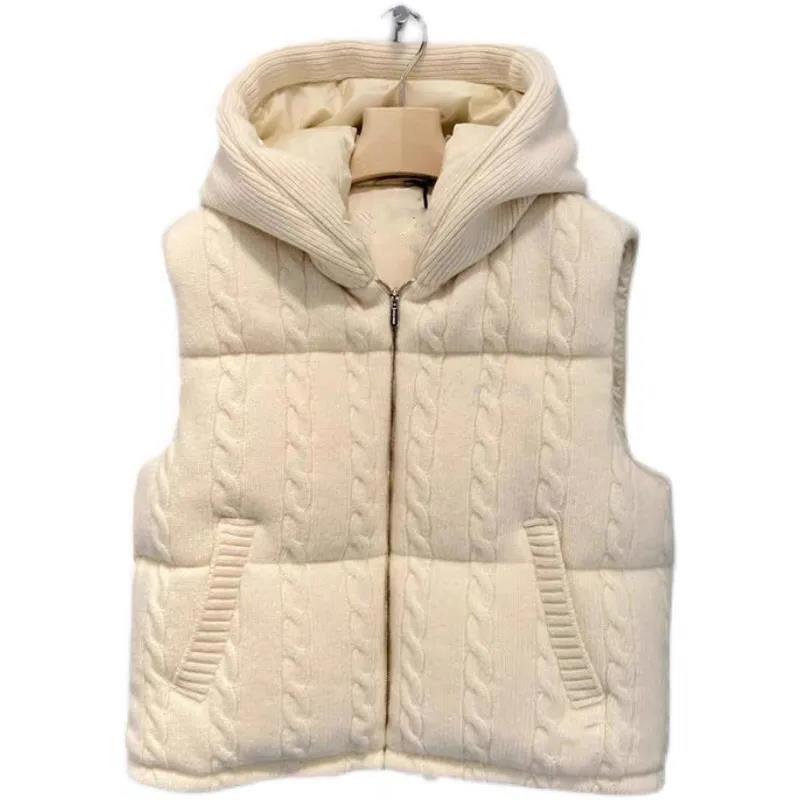 YX Women's Autumn/Winter Hooded Down Cotton Vest - Slim, Short, and Stylish