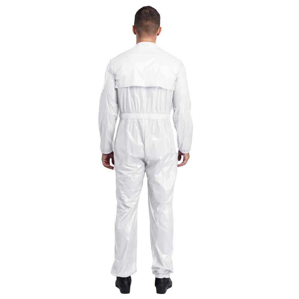 Pánské voděodolné overaly s klopovým límcem, dlouhým rukávem a elastickým pasem vzadu, se zipem