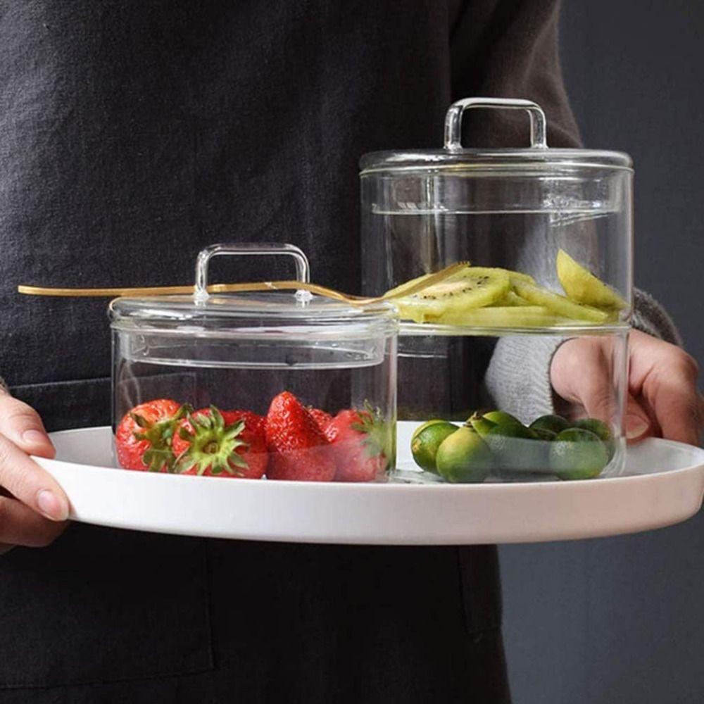 Durable Fresh Salad Bowl Bamboo Cover Airtight Snack Bin Elegant Glass Container  Home