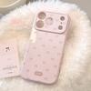 Cute Pink Bow Candy Color Soft Heart Relief Side Phone Case For iPhone 11 12 13 14 15 16 17 Pro Max 14 Plus Shockproof Cover