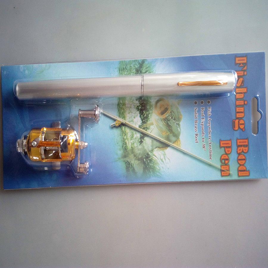 

Multi-Functional Pen Fishing Rod with Metal Fountain Pen and Mini Plastic Drum Reel in Blister Packaging 1M Metal Pen with Plastic Reel