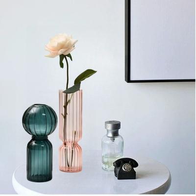 Nordic Creative Striped Colorful Vase Fashion Retro Glass Vase Decoration Ornament Hydroponic Vase for Home Office Decoration