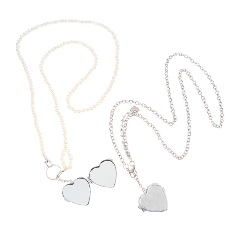 Ins Pearl Crossbody Shoulder Bag Chain Long Necklace W/Heart Mirror Pendant Pearl Shoudler Chain Personality Collares Jewelry