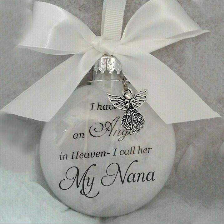 Granddaughter Angel In Heaven 8cm Plastic Ball Feather Material Christmas Ornament