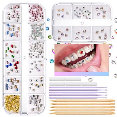 Nou 1Set Bijuterii Dentare Cristale Diamante Ornament Instrumente Bricolaj Forme Variate Culoare Bijuterii pentru Dinți Bijuterii pentru Proteză Decor