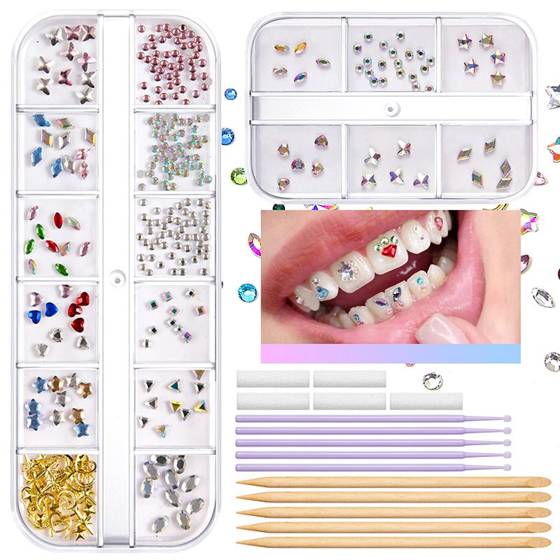 New 1Set Dental Tooth Gems Crystal Diamond Ornament Diy Tools Various Shapes Color Teeth Jewelry Denture Jewelry Decoration