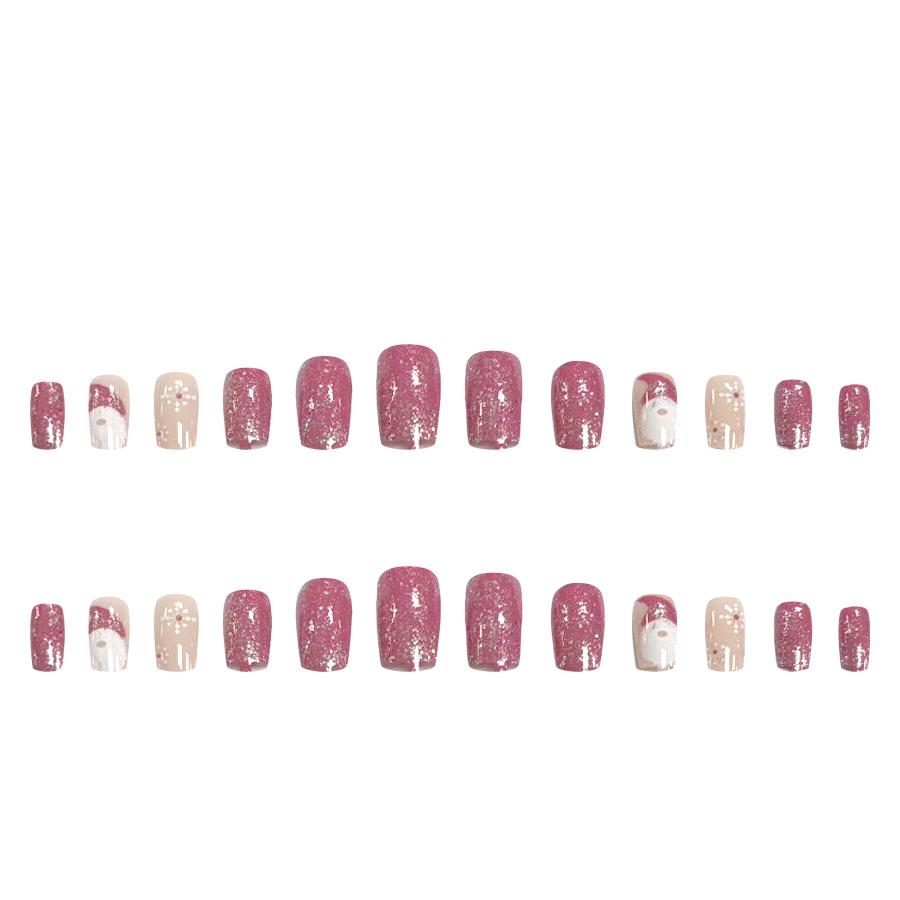 Best-Selling European Christmas Nail Art: Santa Claus & Plum Blossom Design, Whitening Wearable Tips (24 Pieces)