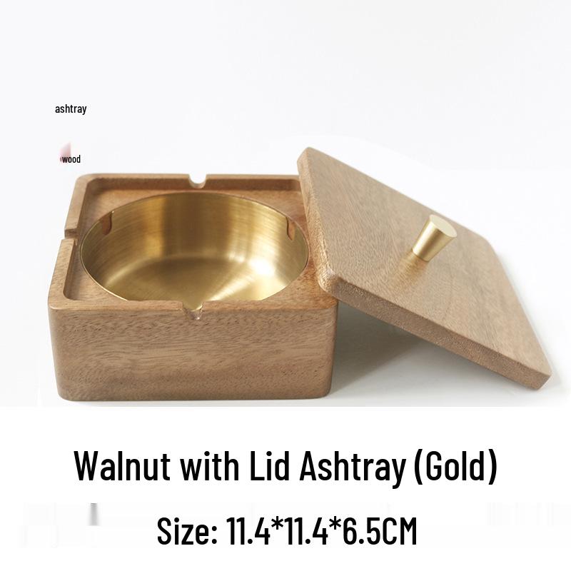 Luxury Wooden Walnut Ashtray with Storage - Ideal for Living Room & Hotel