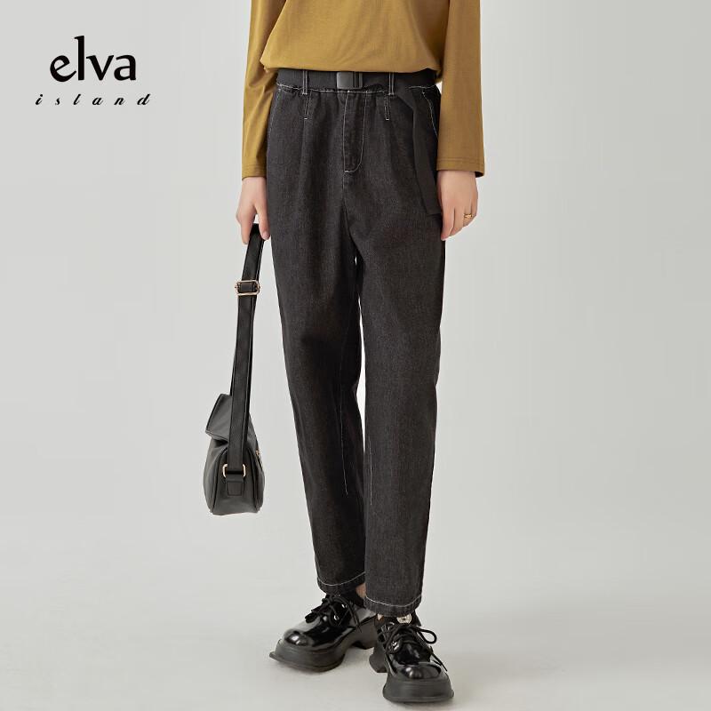 

Elva Island Women s Belted Straight-Leg Jeans M