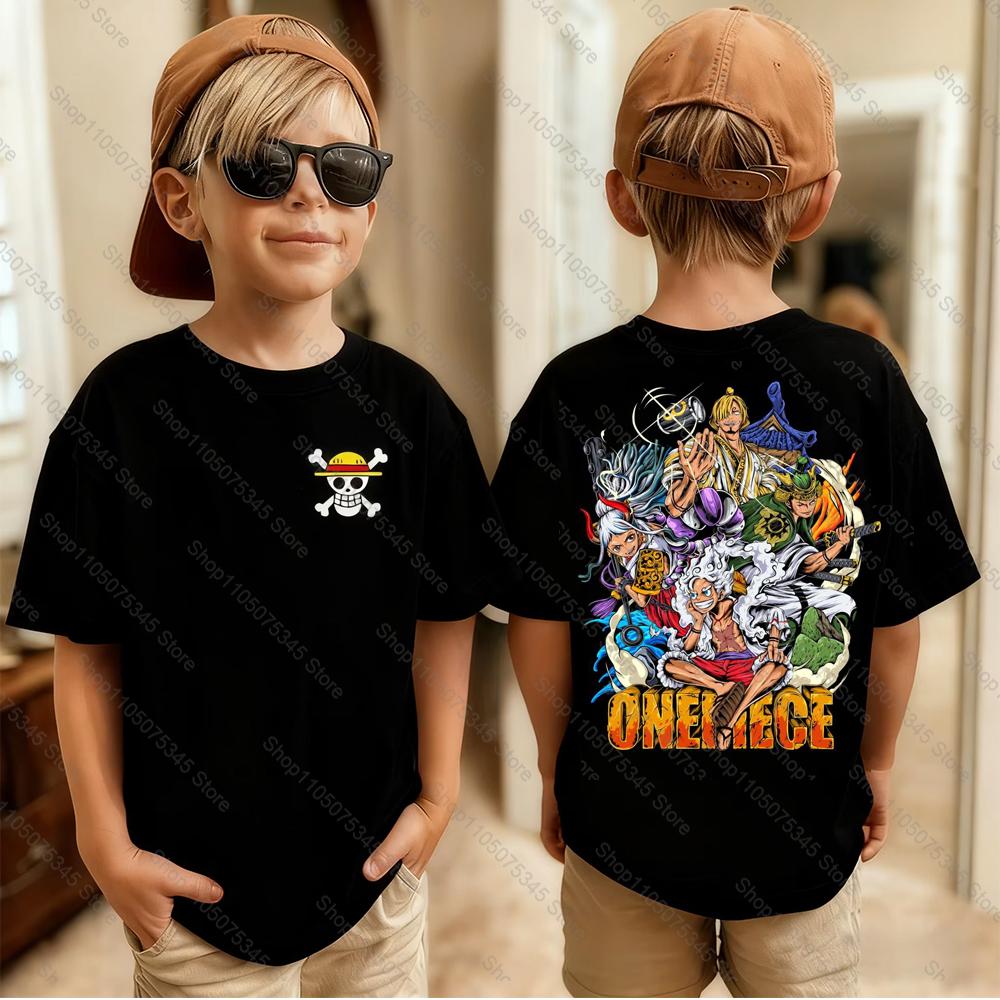 One Piece Japanese Anime Printed Mens TShirt Roronoa Zoro Boy Childrens Harajuku Short Sleeve Kids Luffy Tshirt Clothing