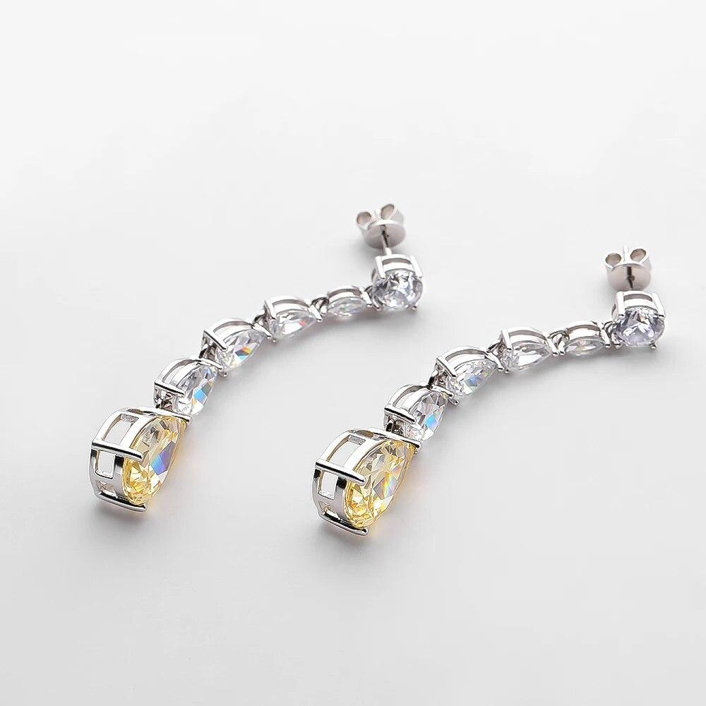 Sterling Silber 100% 925 9*13mm Gelb Wassertropfen High Carbon Diamant Tropfen Ohrringe Für Frauen Funkelnden Feinen schmuck Geschenke