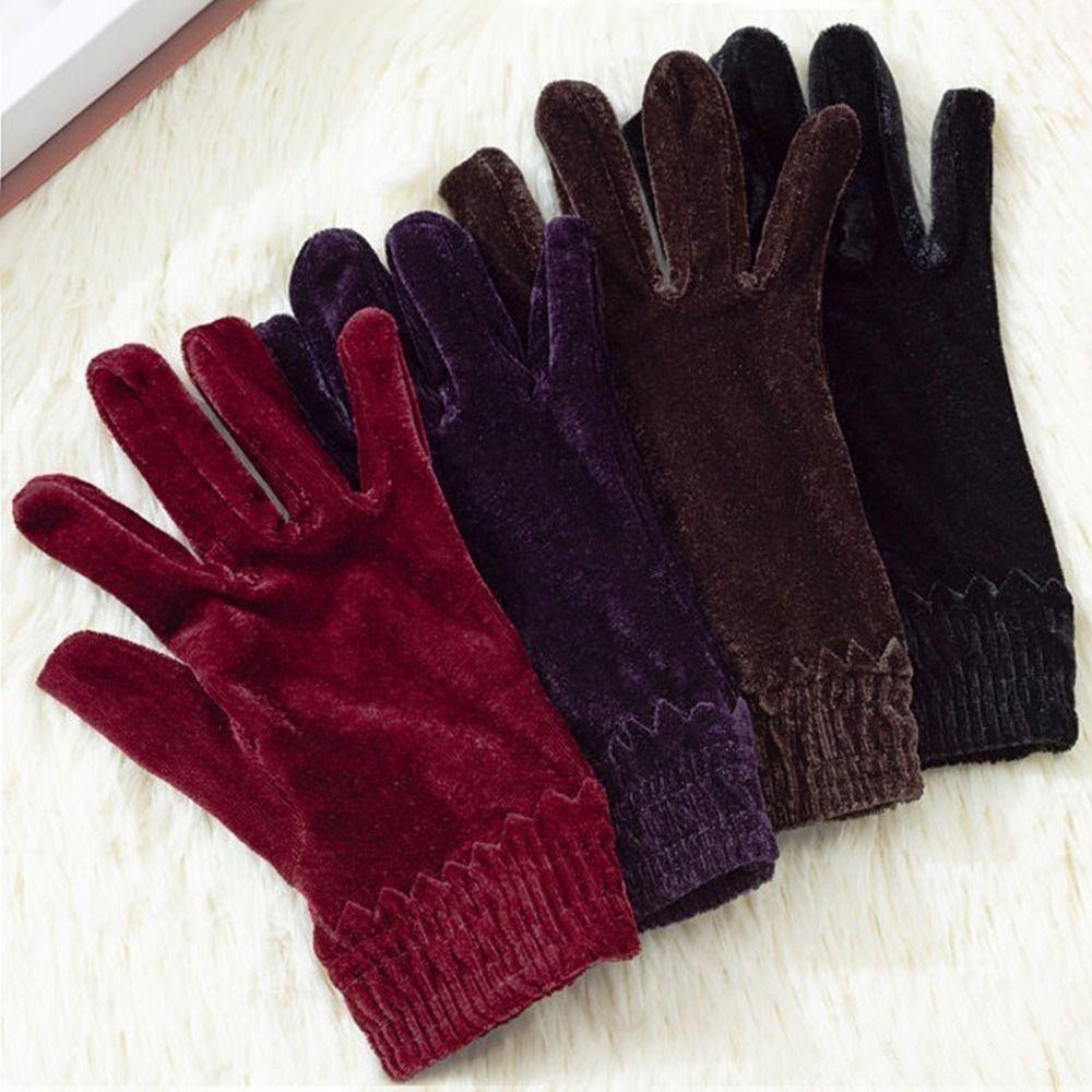 Velvet Gloves New Thick Velvet Gloves Solid Color Furry Warm Mitts Women Gloves Autumn Winter Full Finger Mittens Women Gloves